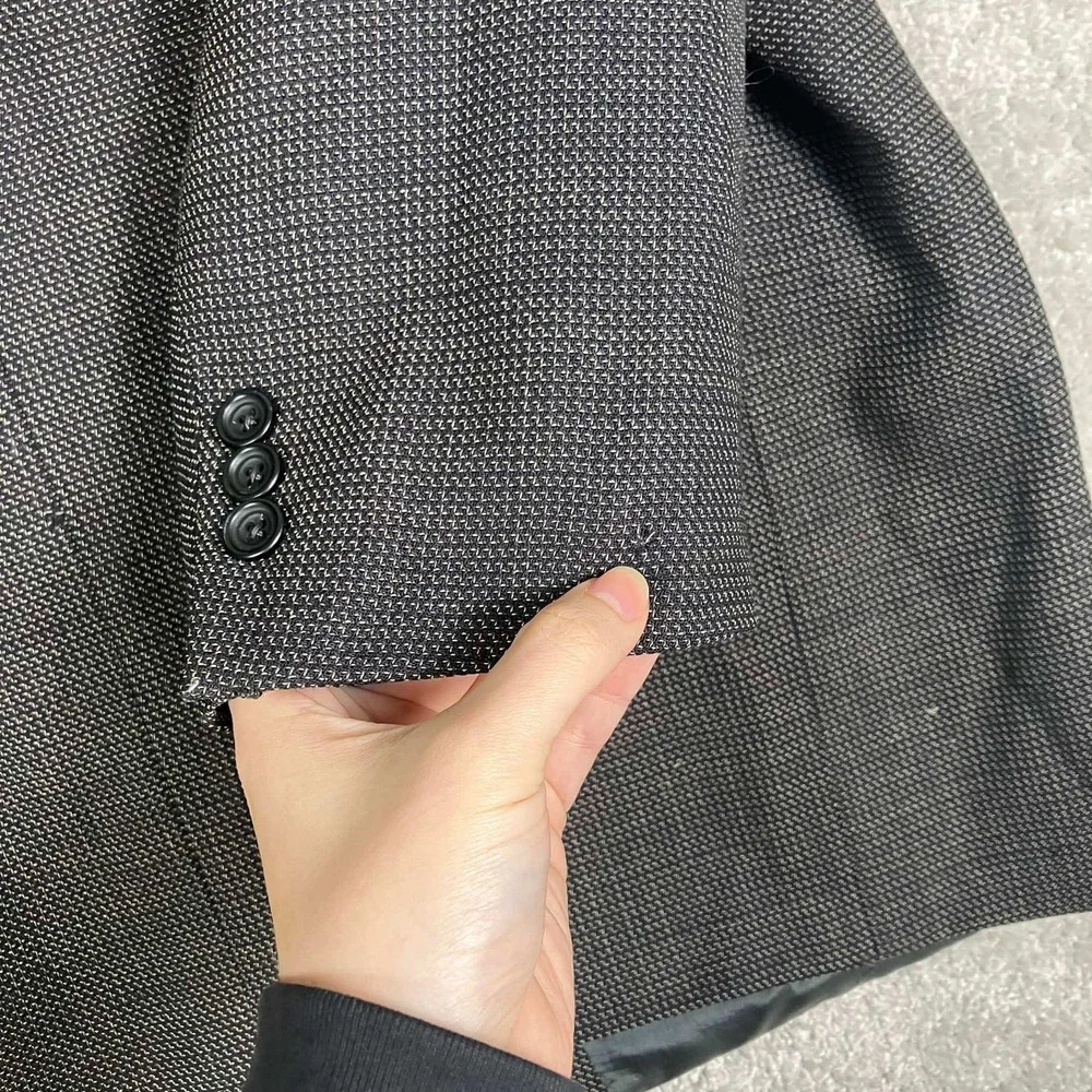 Vintage Yves Saint Laurent Blazer Mens 42R Black Worsted Wool Made in Canada